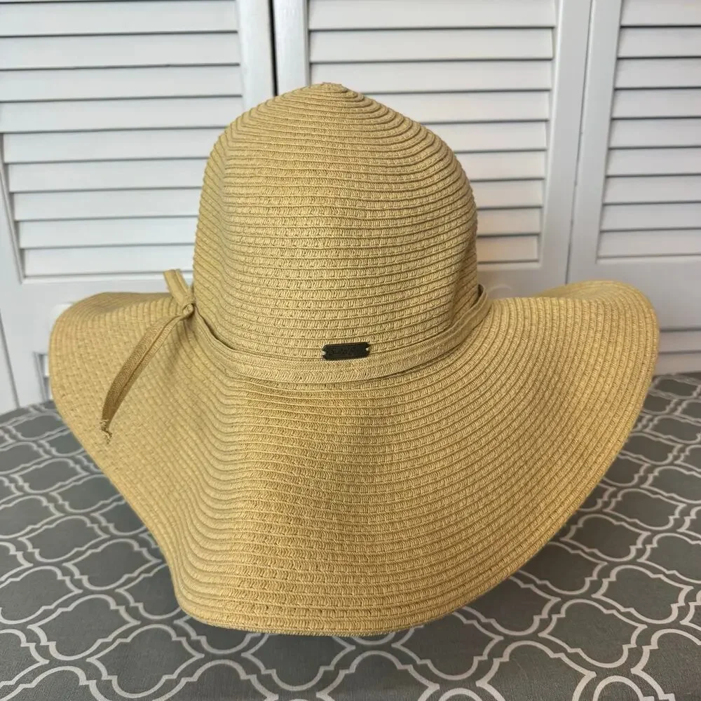 Sun and Sand Large Floppy Straw Beach Hat Summer Vacation Beach Pool Cruise Tan
